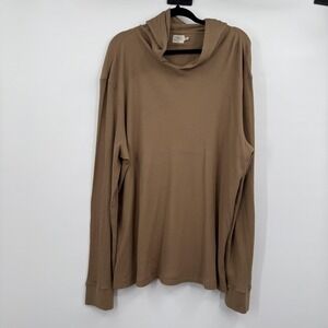 Faherty Hoodie Mens‎ 2XL Brown Thermal Knit Pullover Long Sleeve Sweatshirt